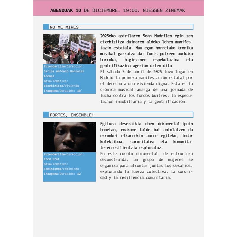 Selección ofical del festival de cine de Errenteria. proyección.